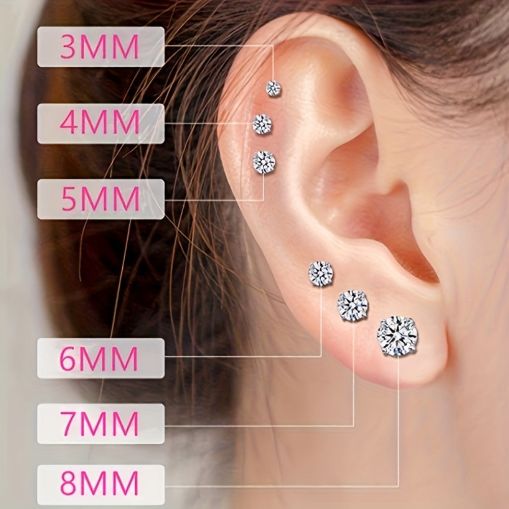 Ear Piercing Gun Kit 36pcs - 24 Stainless Steel Studs & 12 Crown-Shaped Earrings with Reusable Black Piercing Tool, Marking Pen & Stainless Steel Jewelry Set for Home Salon Use