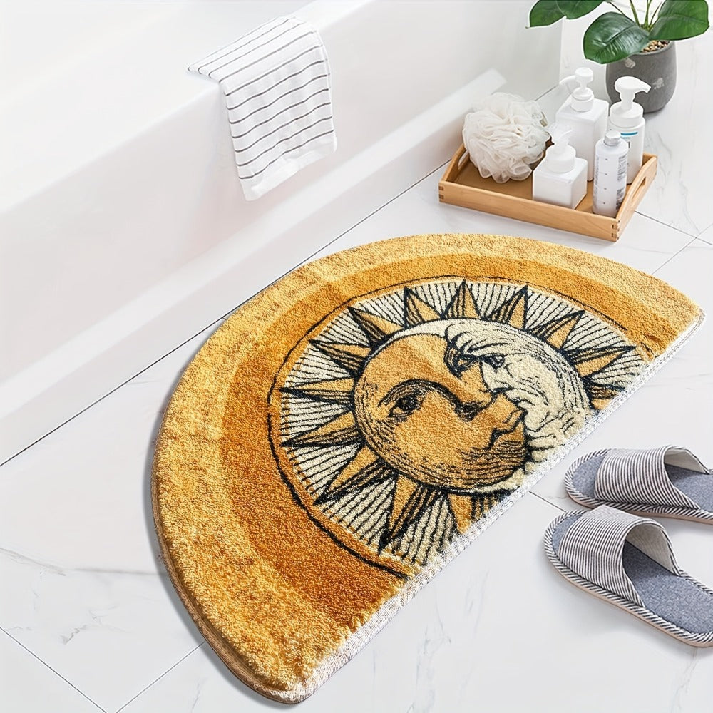 Half Round Welcome Mat 28x20 Inch - Absorbent Non-Slip Door Mat, Machine Washable, Soft Flocked Entrance Rug for Bedroom, Front & Back Door