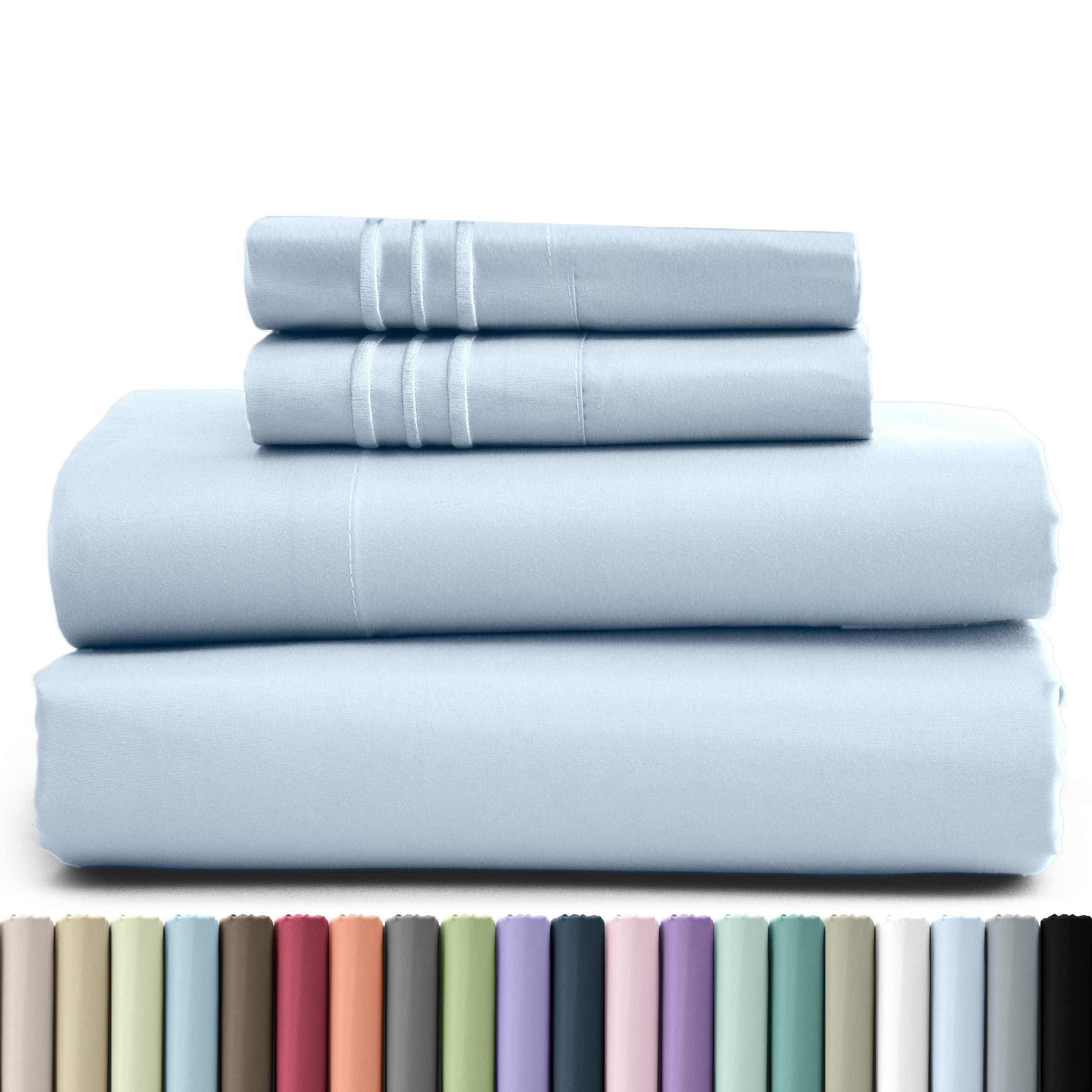 Fitted Sheet Set 4 Piece Microfiber Deep Pocket Bed Sheets - Soft Brushed Bedding Set with Pillowcases, All Season Cooling Sheet Set, 16 Inch Deep Pocket, Multiple Colors & Sizes