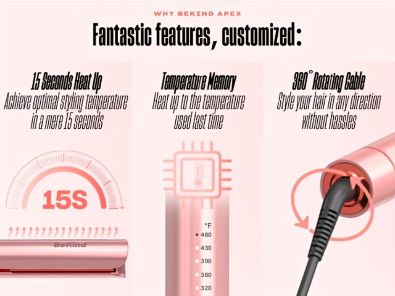 Hair Straightener Flat Iron 2-in-1 Curling Iron | 460¡ãF Professional Ceramic Plates | 15s Fast Heating | Temp Memory | UltraSmooth Anti-Frizz | Gift Set for Women Girls