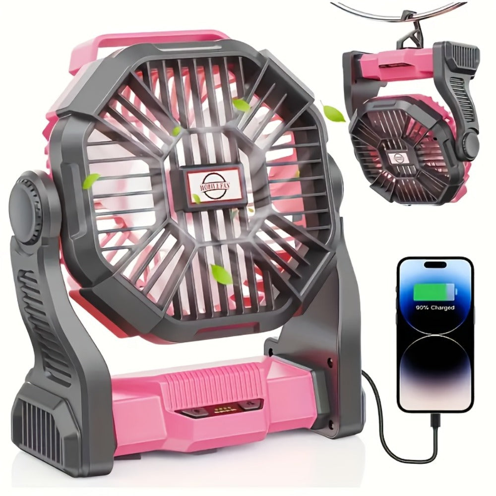 Camping Fan with LED Lantern 3-in-1 Rechargeable Portable Tent Fan with Hook Timer & Rotation for Car RV Barbecue Travel Outdoor