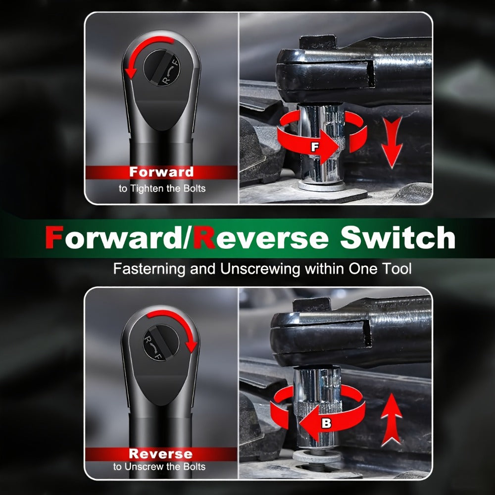Cordless Electric Ratchet Wrench Set 12V - 45Nm High Torque 3/8¡± Rechargeable Ratchet Wrench with Battery, Charger & Toolbox for Automotive Repair, Angle Frame Installation & Home Improvement (4 Colors)