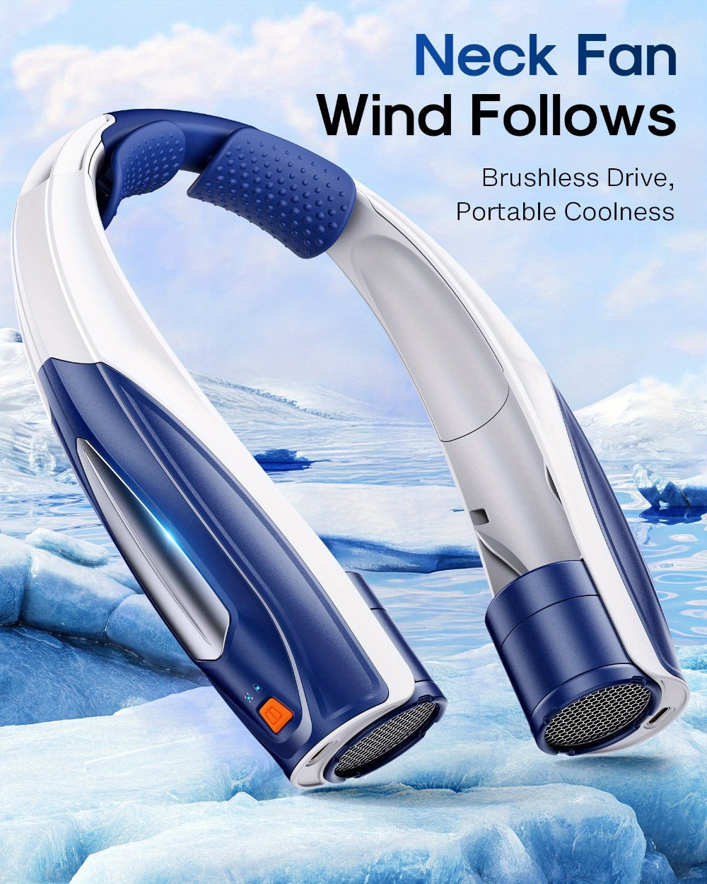 Neck Fan Wearable Bladeless Neckband Fan 3000mAh Dual Battery 6 to 20 Hours Battery Life Dual Wind Speeds Super Quiet Brushless Motor USB Charging Soft Silicone Strap for Work Travel Sports Outdoor