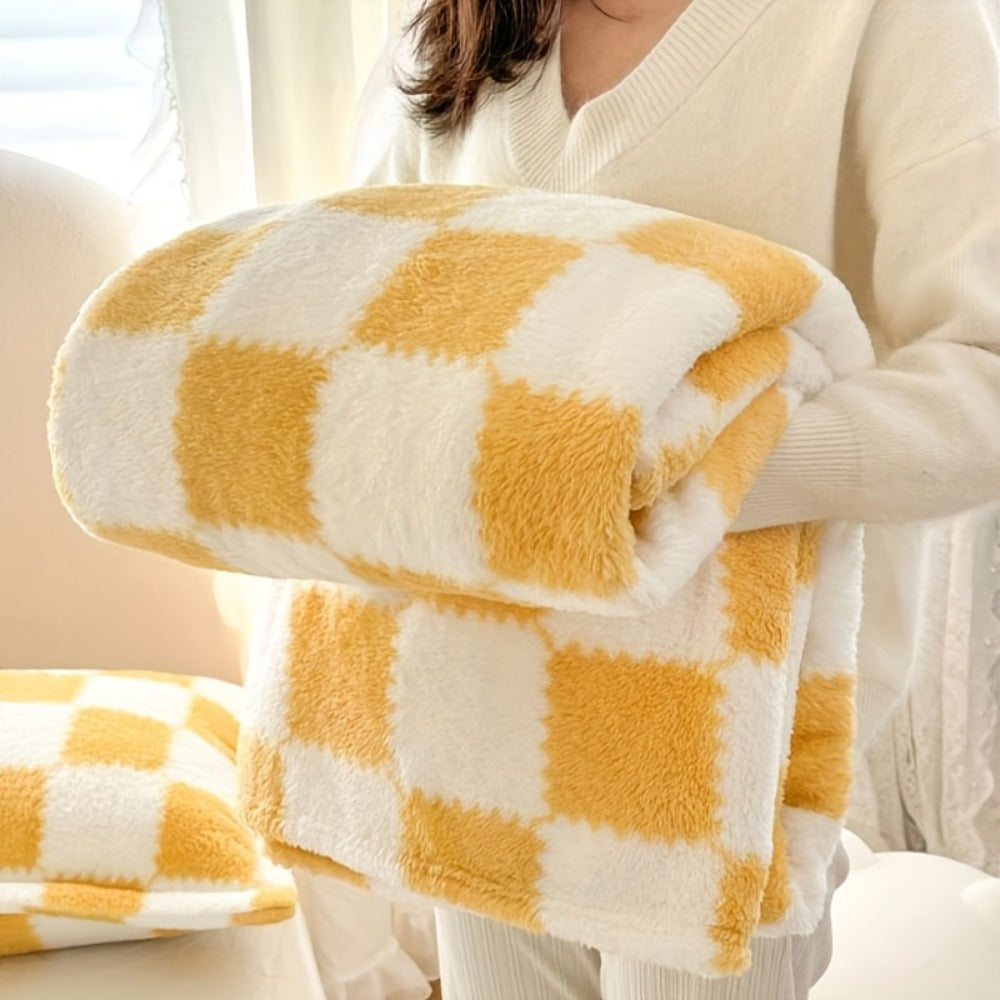 French Plaid Double-Sided Flannel Blanket ¨C Soft Panda & Grid Pattern Throw for Sofa, Bed & Travel, Machine Washable, 6 Designs, 4 Sizes