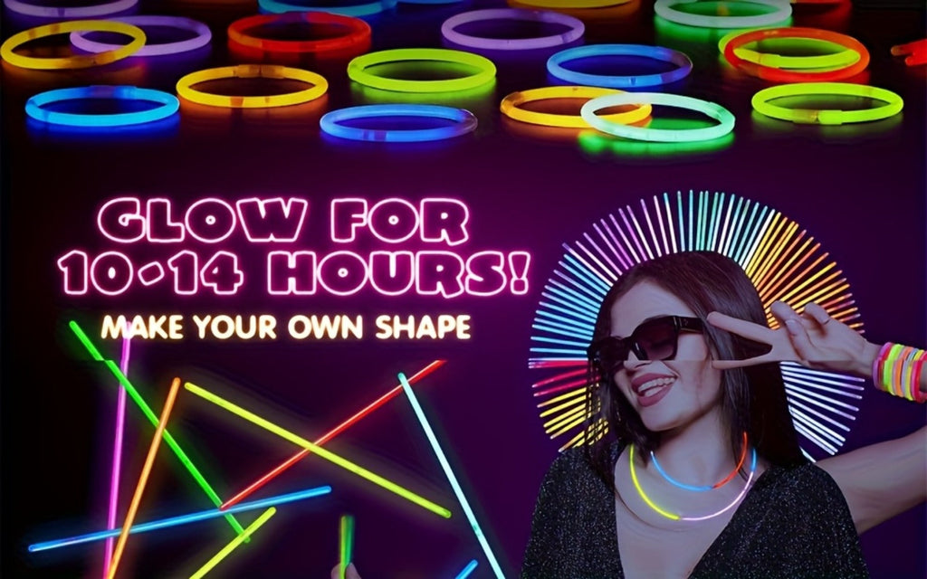 Glow Sticks Bulk 300 Pack 8 Inch Glow in the Dark Party Favors with Bracelet Connectors 7 Colors 6-Hour Glow for Halloween Christmas New Year Easter Birthday Pool Party Neon Party Supplies