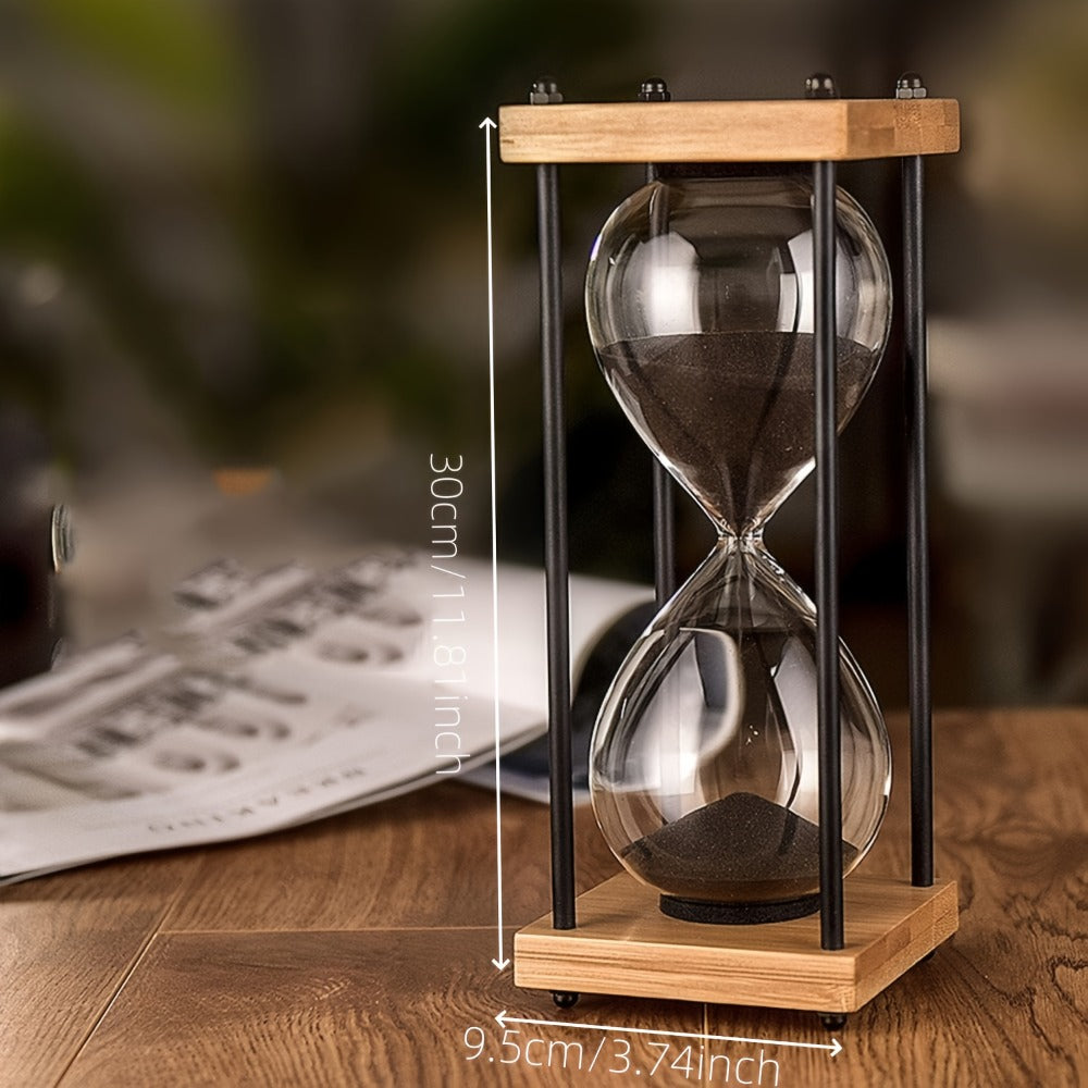 Hourglass Timer 60 Minute Wooden Sand Timer Decorative Glass - Vintage Home Decor for Kitchen, Office & Bedroom | Great Gift for Birthday, Christmas, Valentine's Day & Thanksgiving | 11.81x3.74in