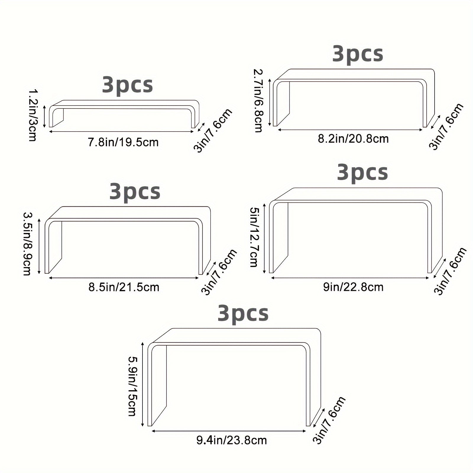 Clear Acrylic Risers Display Stands Set Funko Pop Cupcake Jewelry