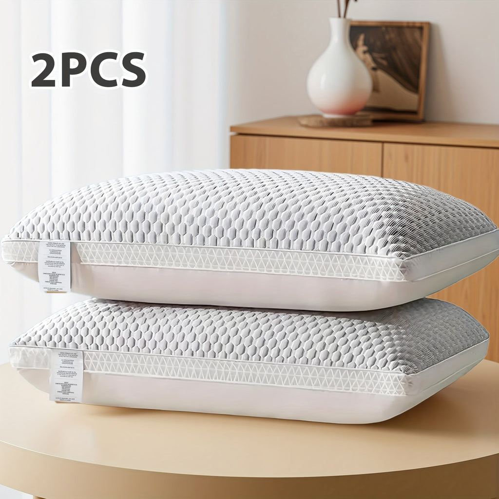 Bed Pillows 2 Pack for All Sleeping Positions, Premium Polyester Fill Pillow Set for Side Back Stomach Sleepers, Machine Washable Zipper Closure Pillows for Bedroom Dorm Guest Room, All-Season Comfort