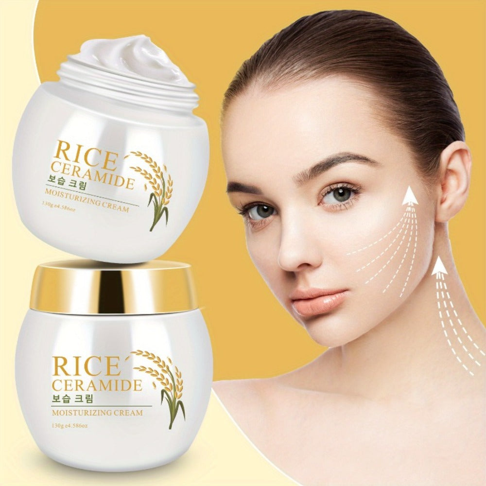 Rice Ceramide Moisturizing Face Cream 4.586oz - Deep Hydration with Rice Extract, Hyaluronic Acid & Ceramide | 24-Hour Nourishment | Day & Night | Dry & Sensitive Skin