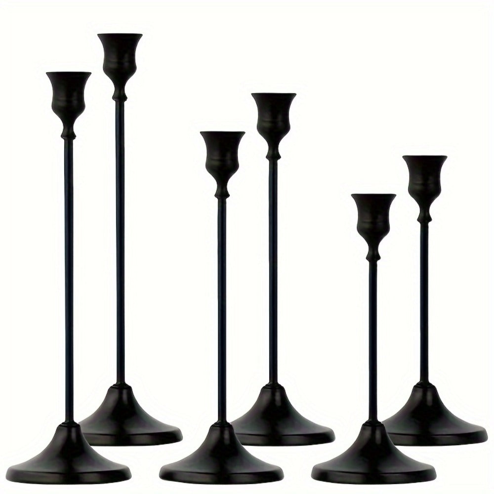 6-Pack Bell-Shaped Metal Candle Holders for Christmas Halloween Weddings ¨C Tabletop Centerpiece Decor, Brass & Matte Black, Multi-Holiday Home Hotel Decoration