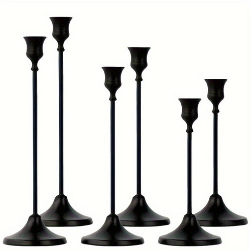 6-Pack Bell-Shaped Metal Candle Holders for Christmas Halloween Weddings ¨C Tabletop Centerpiece Decor, Brass & Matte Black, Multi-Holiday Home Hotel Decoration