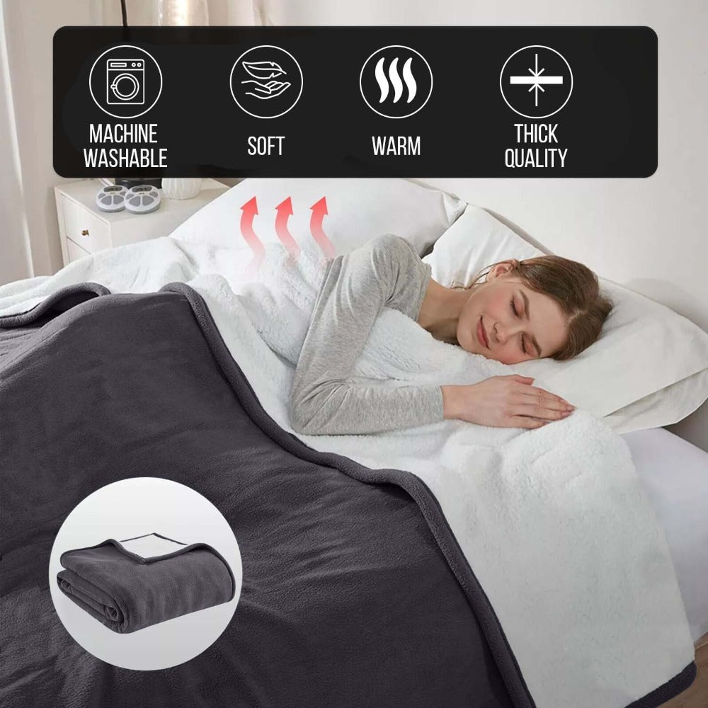 480GSM Sherpa Fleece Blanket ¨C Double-Sided Heavy Warm Throw for Couch, Bed & Travel, Reversible All Season, 13 Colors, 3 Sizes