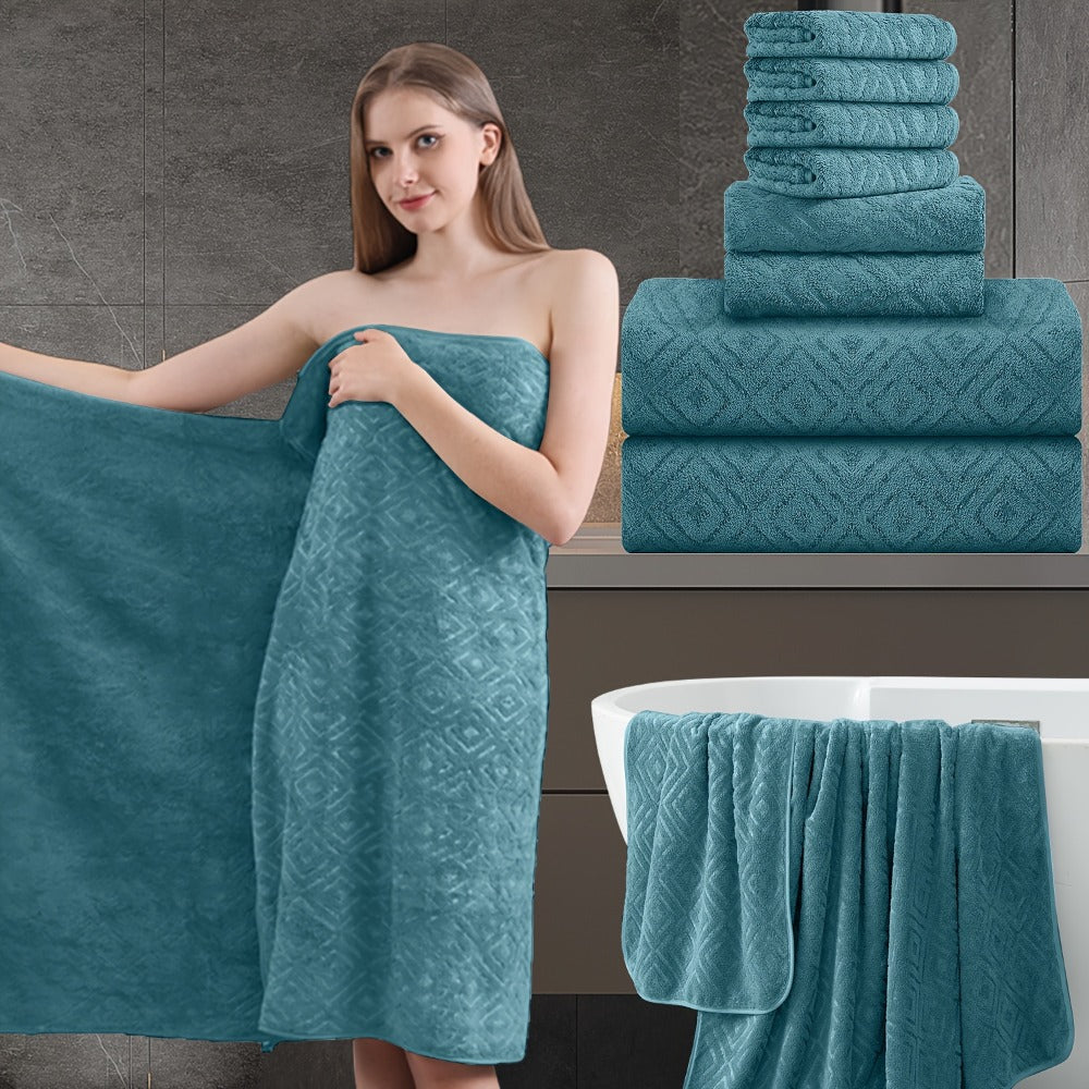 700GSM Bath Towel Set 8 Piece Extra Large Ultra Soft Thick - Highly Absorbent Quick Dry | 2 Oversized Bath Towels 2 Hand Towels 4 Washcloths | 16 Colors | Bathroom Hotel Gym Spa Adult Gift Set