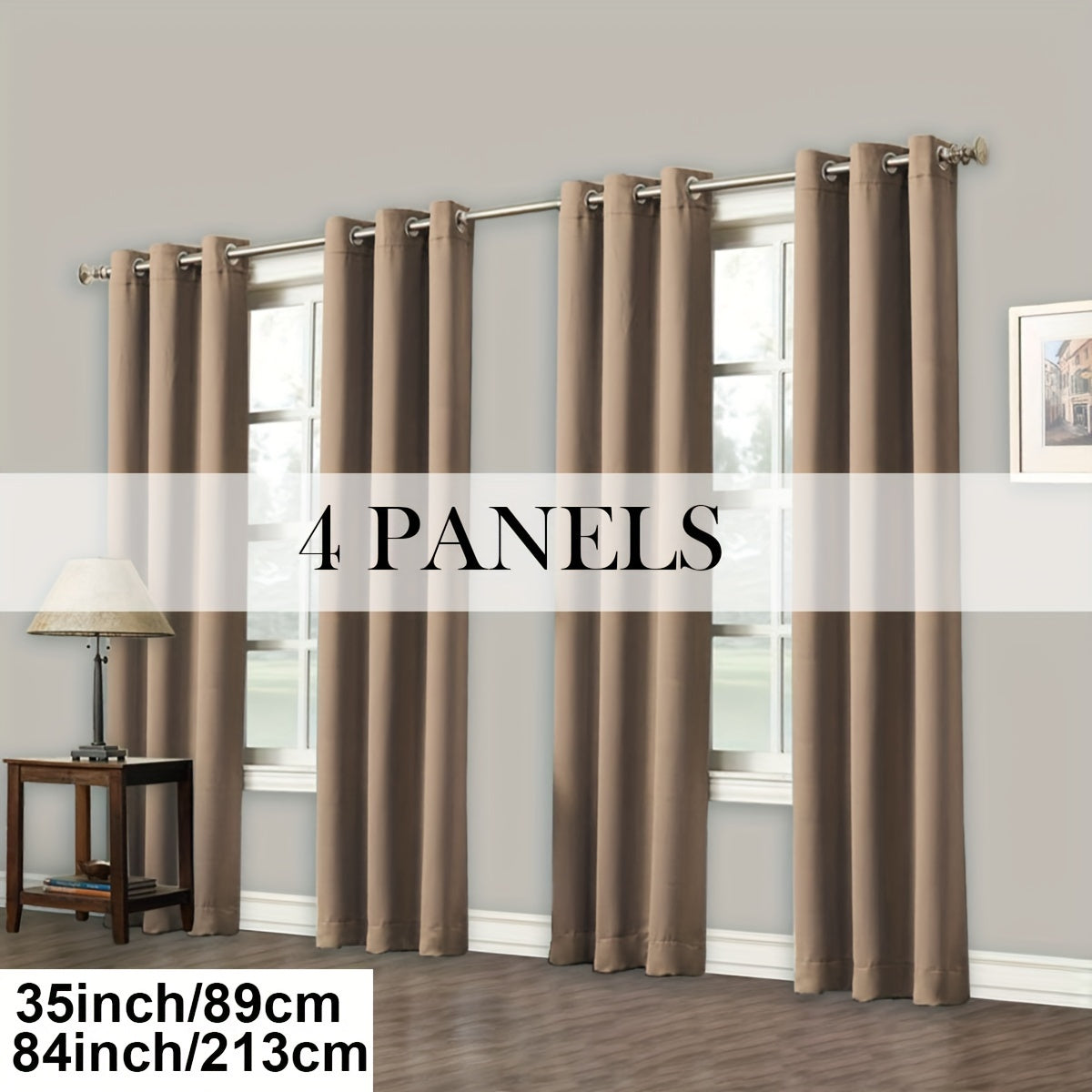 Blackout Curtains Grommet Top Room Darkening Window Drapes 4 Panels Set Living Room Bedroom