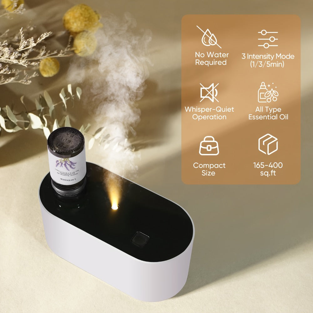 Essential Oil Diffuser Waterless Aroma Diffuser ¨C USB Mini Humidifier, 3 Misting Modes, Color LED Lights, Auto Circulation for Home, Office & Car
