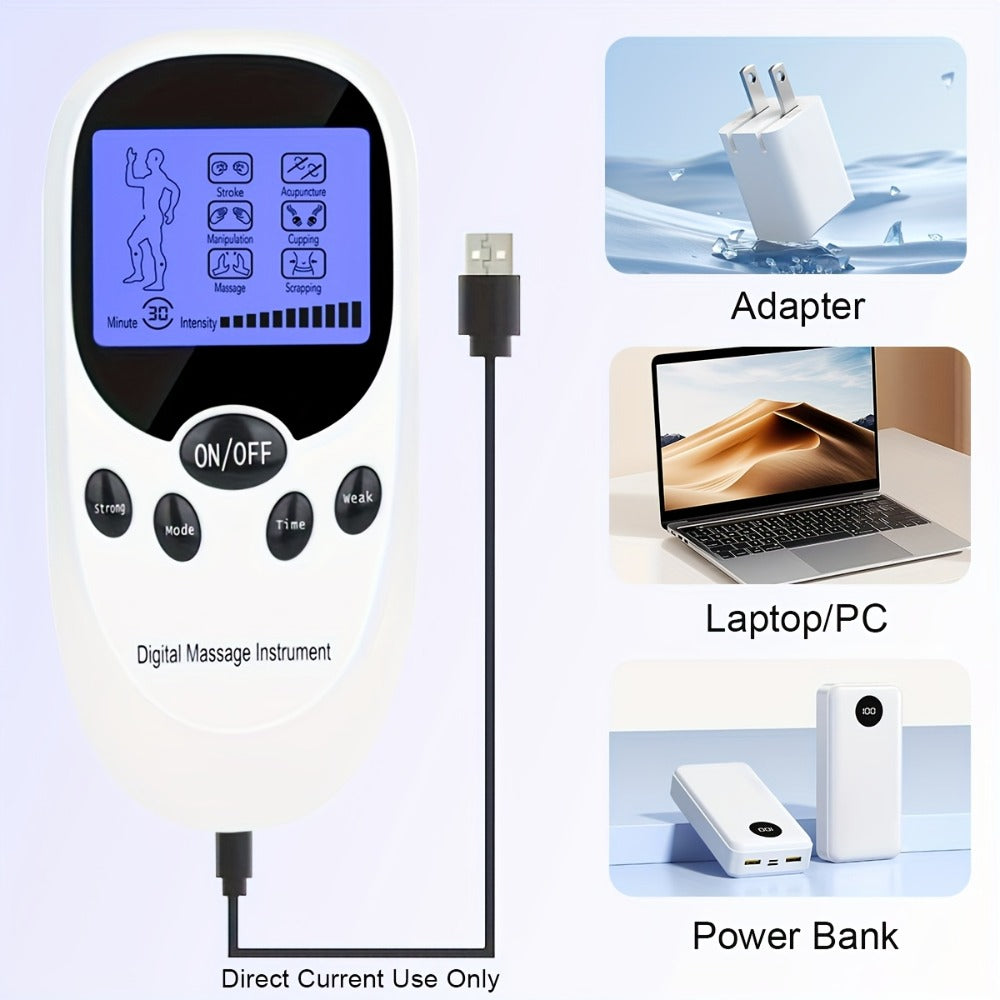 TENS EMS Dual Channel Muscle Stimulator Massager ¨C 8 Electrodes for Back, Shoulder & Knee Pain Relief, Muscle Recovery, Portable Electric Pulse Therapy Device