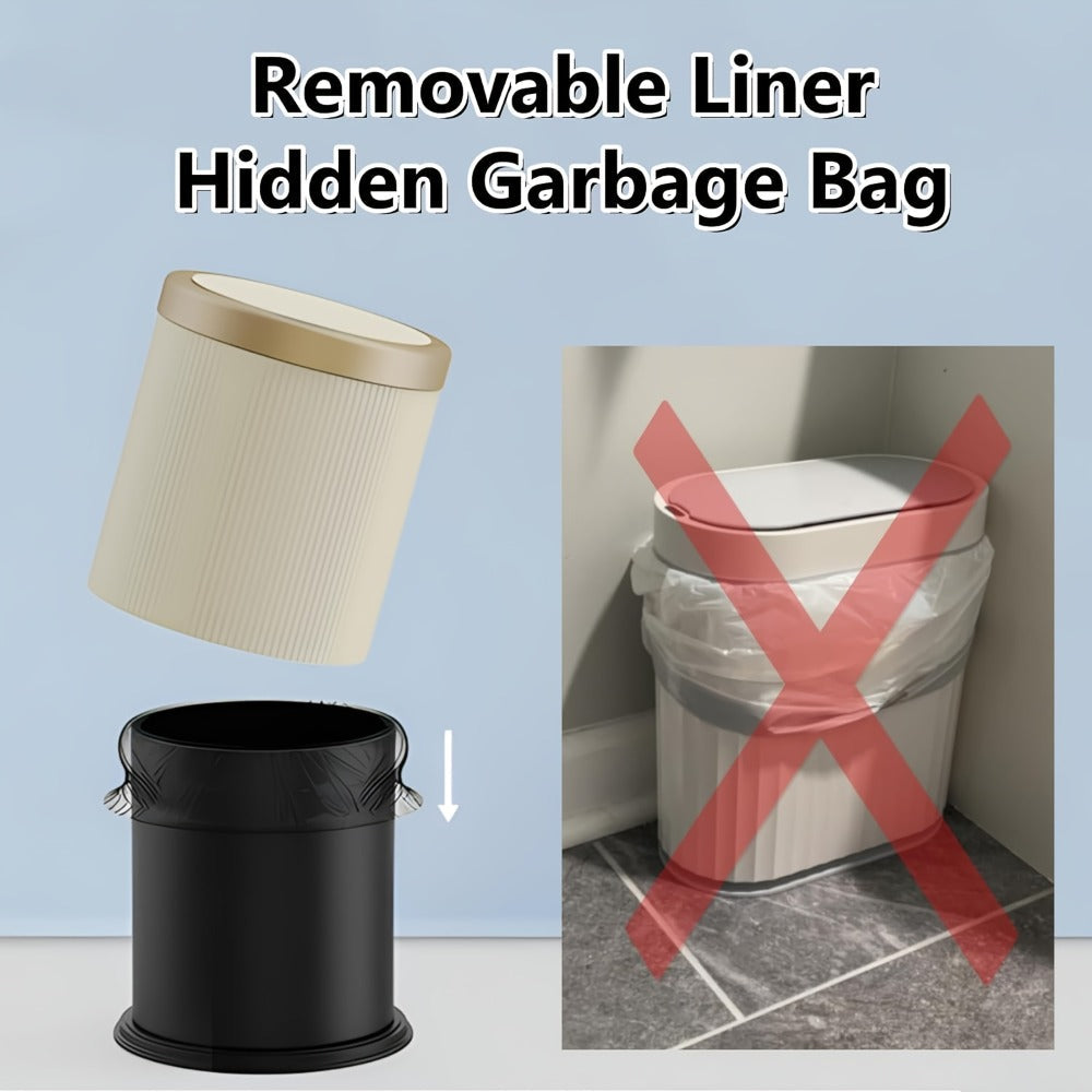 Dual Compartment Trash Can with Push-Top Lid, 3.17 Gal Odor-Resistant Oval Waste Bin for Kitchen Bathroom Bedroom Office