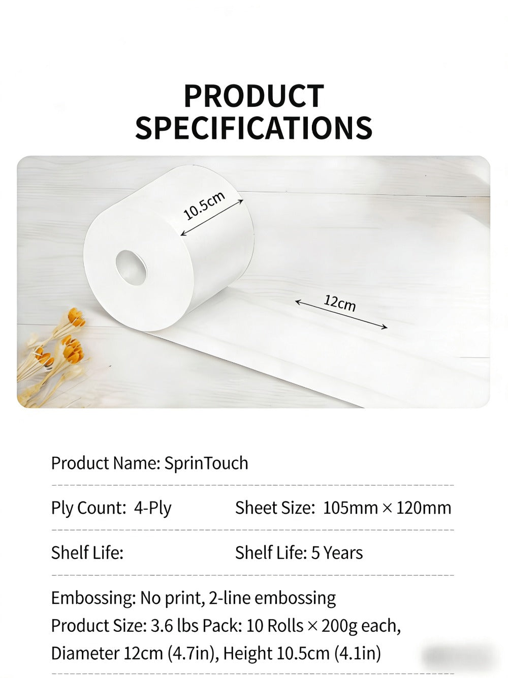 Toilet Paper Bulk 10 Roll 4-Ply Super Soft Thick Undyed Bath Tissue - Strong & Durable No Crumble Bathroom Tissue Rolls for Home, Hotel, Office, Dining & Restaurant Use, 1/2/3 Pack