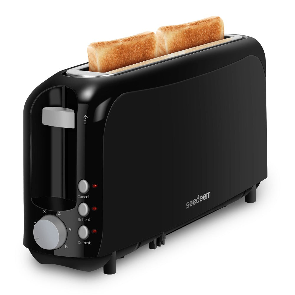 Slim Toaster 2-Slice ¨C SEEDEEM 6-Setting Shade Control, Cancel, Reheat & Defrost, Removable Crumb Tray, 750W Compact Fits-Anywhere Design for Bread, Waffles & Bagels, 6 Colors Available