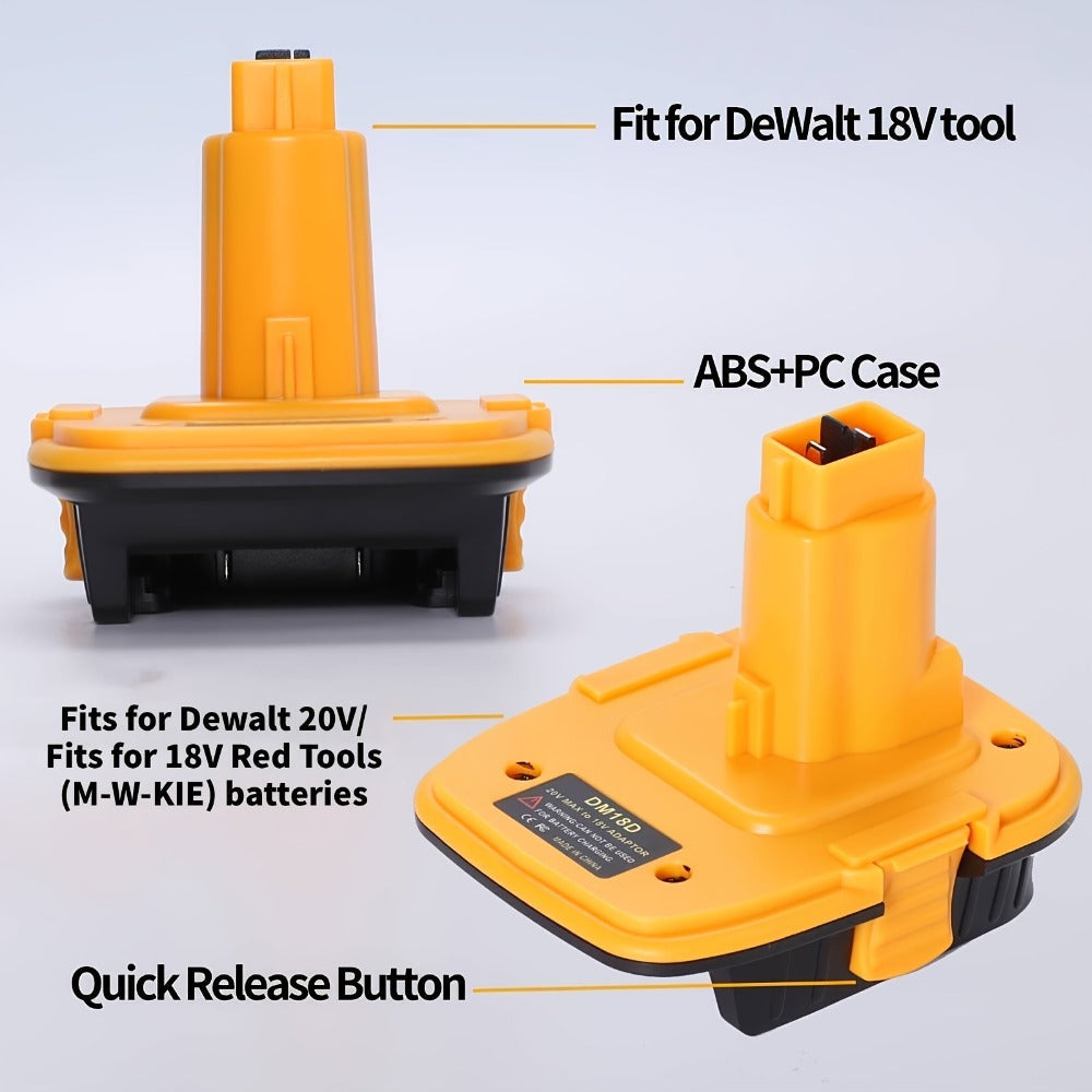 DM18D Battery Adapter for DeWalt 18V XRP NiCad NiMh Cordless Tools Compatible with DeWalt 20V Li-ion or MK 18V Red Tools Li-ion Replaces DeWalt 18V Battery 2 Pack or 4 Pack Adapter Only