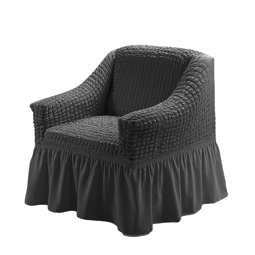 Stretch Seersucker Sofa Cover Solid Color Elastic Band Closure Machine Washable Slipcover for Armchair Loveseat 1 2 3 4 Seater - 8 Colors Home Wedding Decor