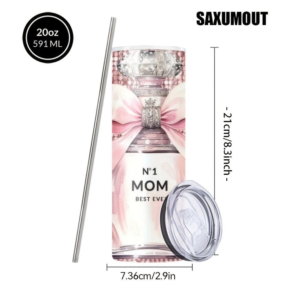 Insulated Tumbler 20oz Mom's Best Ever Design | 304 Stainless Steel Travel Cup with Lid & Straw for Hot & Cold Drinks ¨C Cute Gift for Mom, Women, Birthday, Mother's Day & Christmas