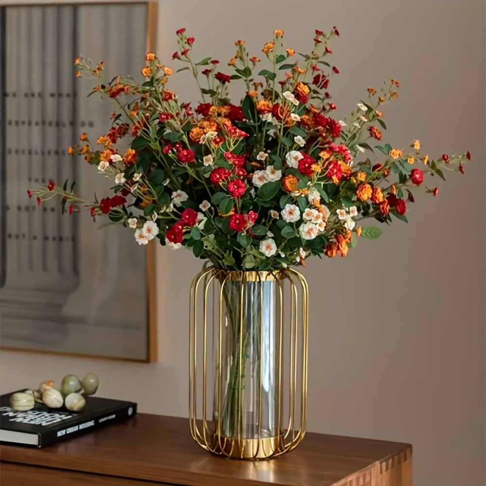 Artificial Roses Fake Flowers 6 Pack - Realistic Touch Plastic Rose Bouquet for Home Decor, Wedding, Party, Farmhouse, Living Room & Christmas Decoration, Mixed Colors