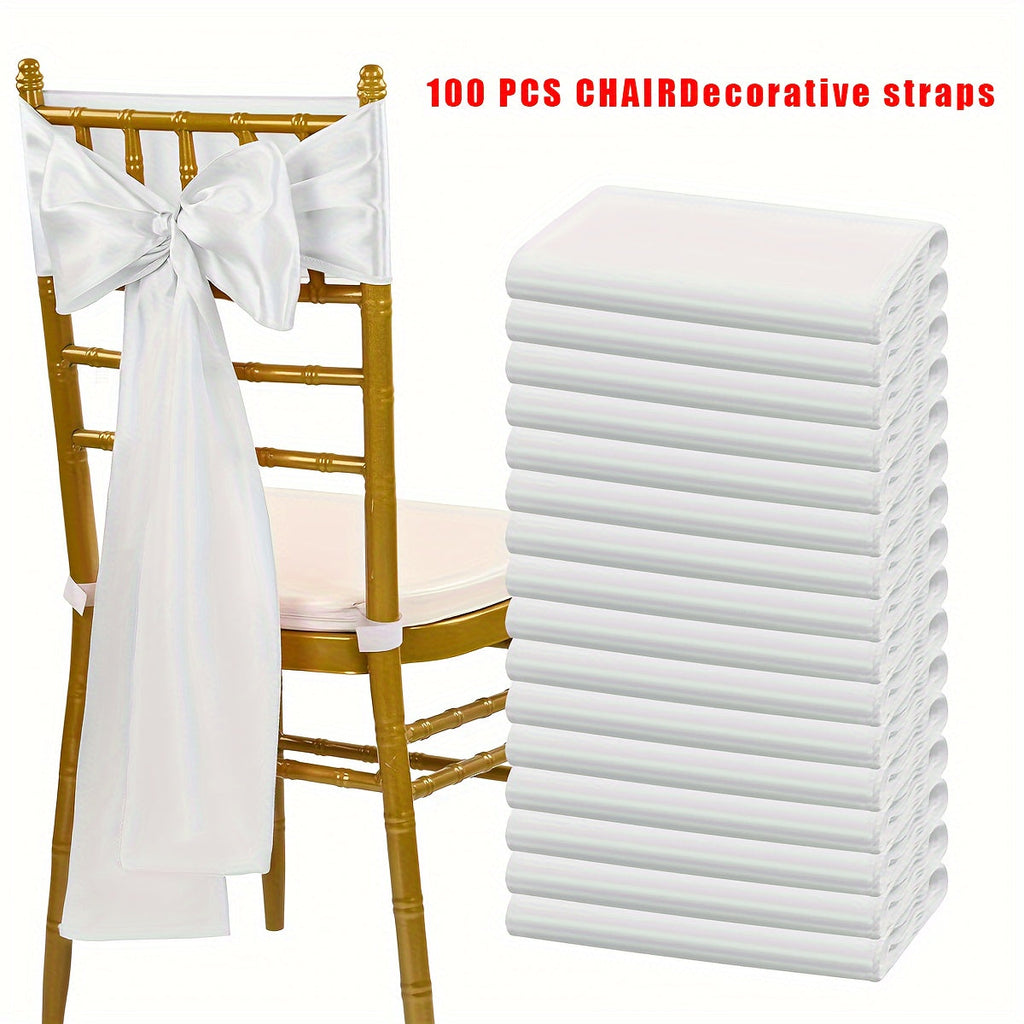 100pcs Satin Chair Sashes Bows for Wedding Banquet Party Event Decoration ¨C 13 Colors, 18¡Á275cm