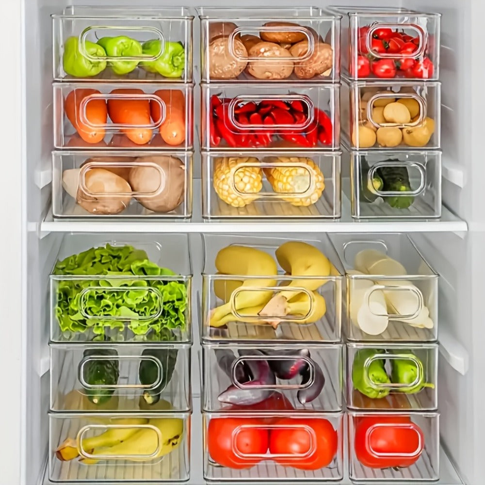 Refrigerator Organizer Bins 6pcs Set - Clear Fridge Storage Bins for Freezer Kitchen Cabinet Pantry Bathroom Bedroom Organization 10 Inch Transparent Food Storage Containers