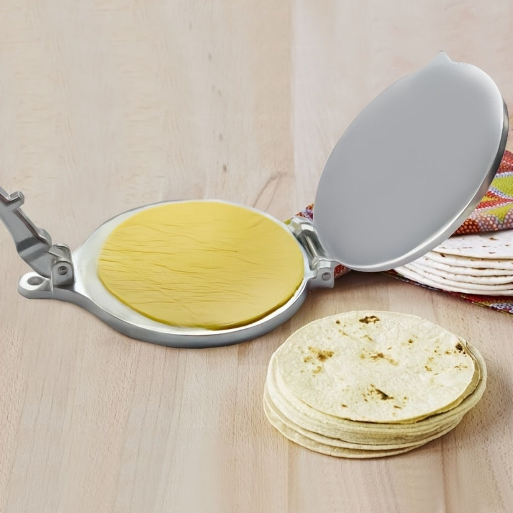 Tortilla Press 8 Inch Aluminum Alloy Adjustable Thickness Heavy Duty Tortilladora for Flour Corn Tortillas Roti Chapati Quesadilla Taco Maker Kitchen Cooking Tool Push Type Control