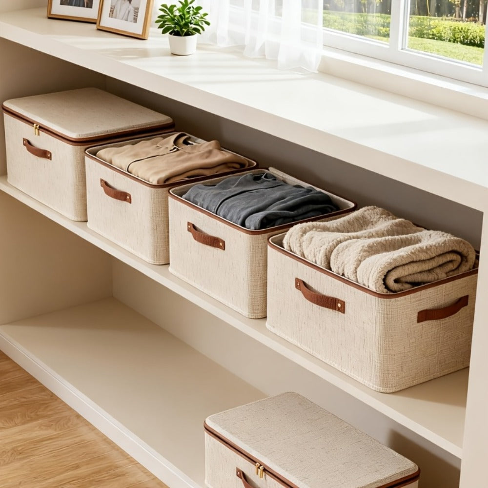 Foldable Storage Bins with Lids 2 Pack - Large Capacity Collapsible Storage Boxes Organizer for Clothes, Blankets, Books, Toys, Under Bed Storage, Closet Shelf