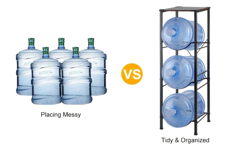 Water Jug Holder 5 Gallon 3-Tier Standing Shelf | Water Bottle Rack Organizer for Kitchen Office Living Room