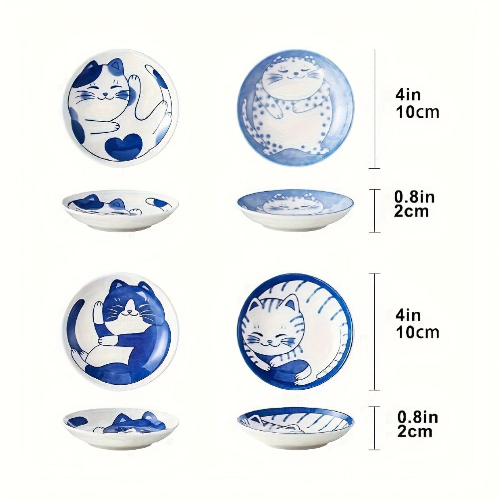 Ceramic Dipping Bowls Set of 8 Cat Shaped Mini Soy Sauce Dishes 4 Inch Small Condiment Bowls for Side Dishes Appetizer Serving Home Kitchen Restaurant Cat Lover Dinnerware Gift