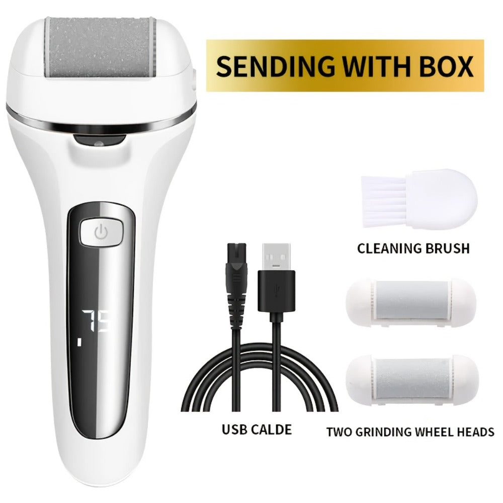 Electric Pedicure Foot File 10-in-1 Kit ¨C Rechargeable with Digital Display, 3 Roller Heads, Dead Skin & Hard Skin Remover for Men & Women