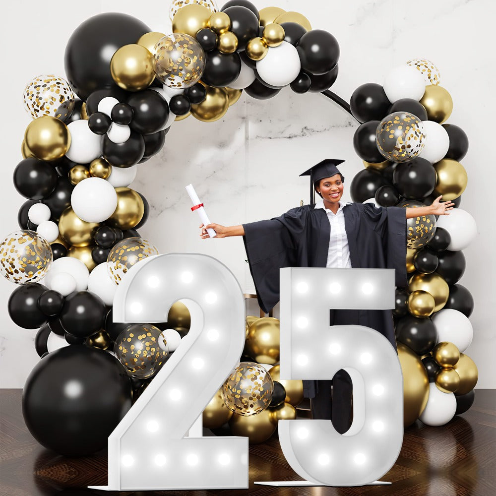 Marquee Number Lights 4 Feet Tall LED Light Up Numbers 0-9 20 for Birthday Party Anniversary Graduation Decoration 11 Colors 3 Flash Modes Foam Board String Lights Included