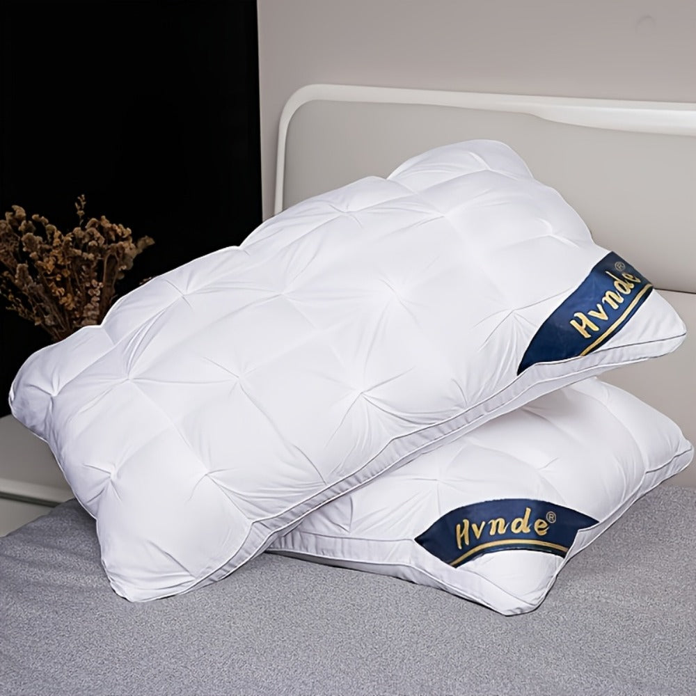 Luxury Hotel Pillows 2-Pack | King & Queen Size, Hypoallergenic Polyester Fill, Soft Satin Cover, Deep Sleep Neck Support, All-Season Non-Sinking Pillow Core, Boho Modern Design