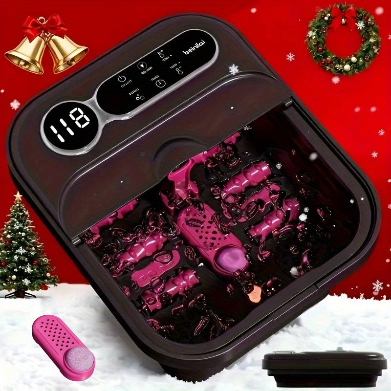 Foldable Foot Spa Bath Massager with Automatic Heating ¨C Temperature-Controlled Foot Soak Basin with Massage Rollers, Bubble Jets & Pedicure Kit, Collapsible Foot Bath for Home Relaxation & Gift