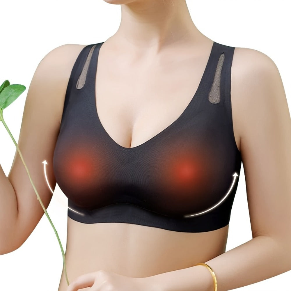 Electric Chest Massager Vibration Rechargeable - Intelligent Constant Temperature Heating Massage Bra for Women, Multi-Functional Wearable Chest Massager for Home Use, Sports Cross-Back Design XXL Size