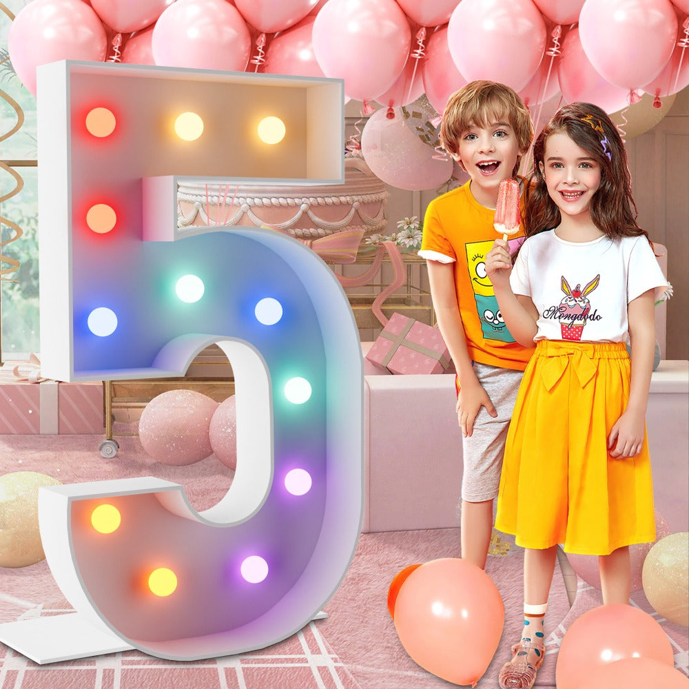 Marquee Number Lights 4 Feet Tall LED Light Up Numbers 0-9 20 for Birthday Party Anniversary Graduation Decoration 11 Colors 3 Flash Modes Foam Board String Lights Included
