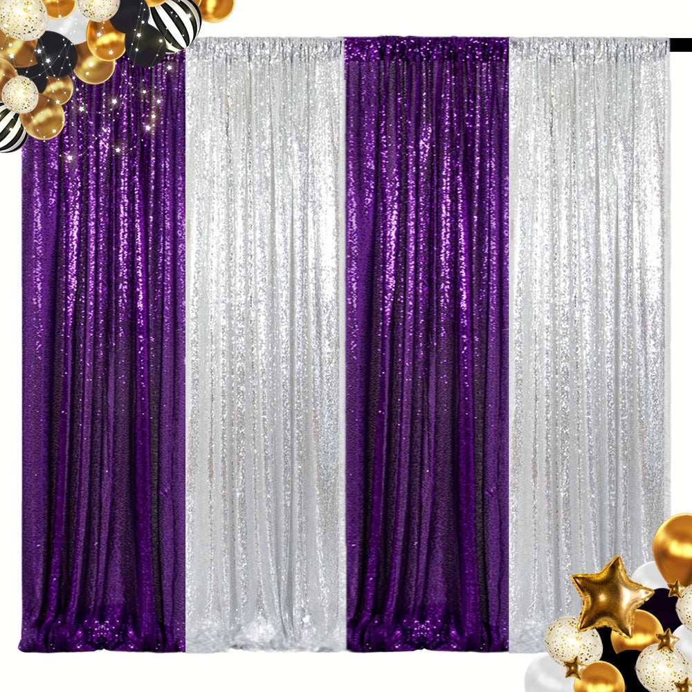 Sequin Backdrop Curtain 4 Panels 2FTx8FT ¨C Shimmer Glitter Background for Wedding Party Photo Booth Decoration