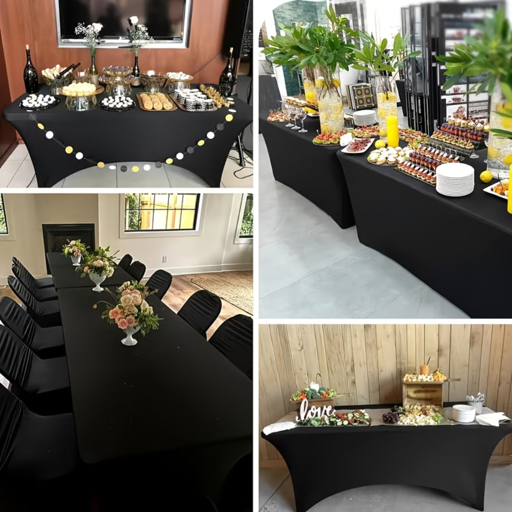 Spandex Tablecloth 6 Foot Rectangular Stretch Table Cover for Parties Weddings Banquets ¨C Wrinkle-Free Full Coverage Fitted Table Cloth for Events