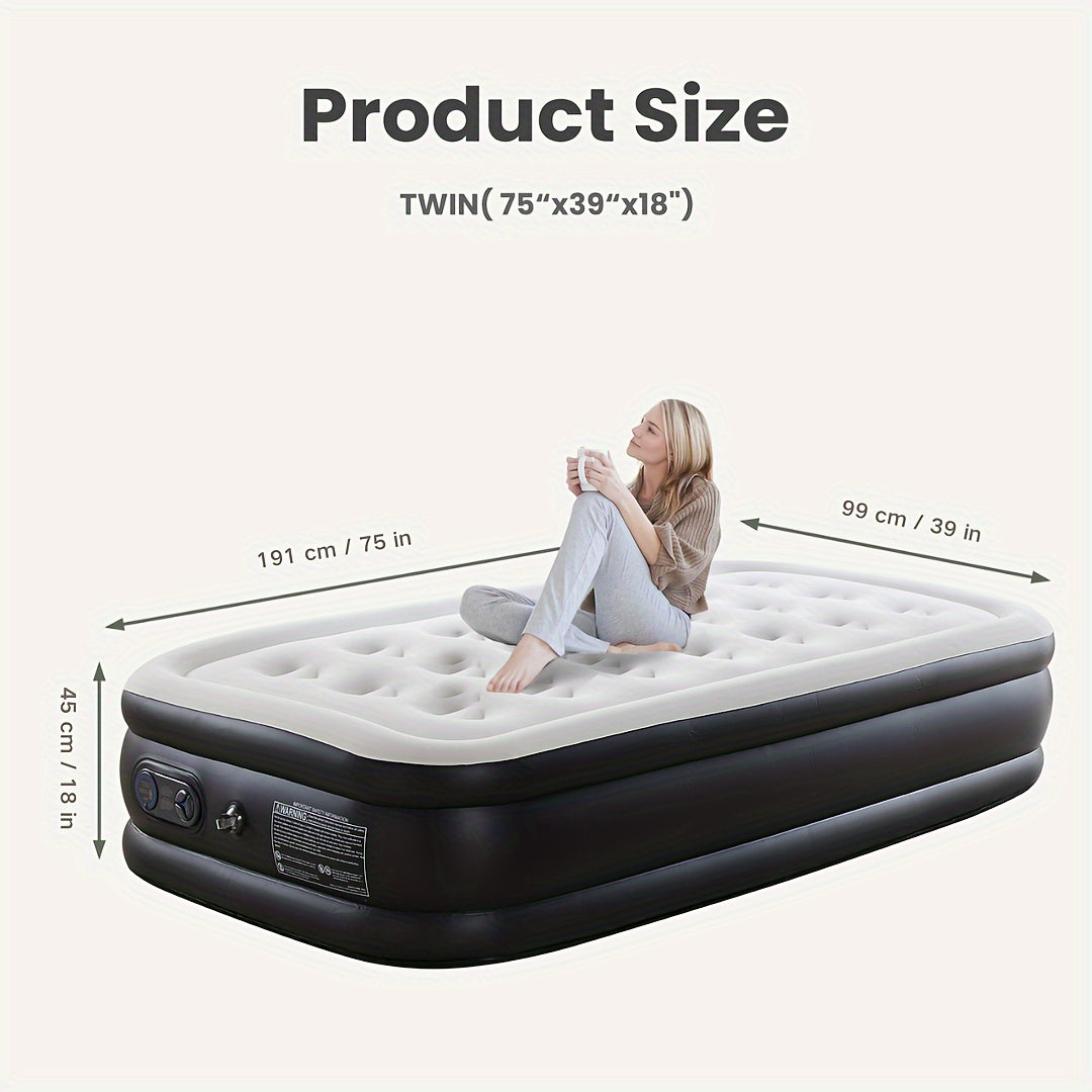 Air Mattress with Coil Beam Support | 660 lbs Capacity Plush Velvety Top Non-Slip Bottom - Guest Bed Inflatable Mattress for Camping & Home, Multiple Sizes & Heights, Stable on Floors & Carpets