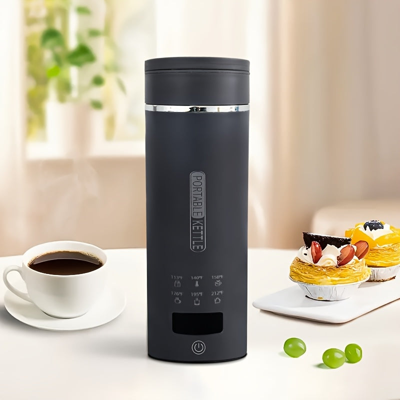 Travel Electric Kettle Portable Mini Water Boiler | 6 Temperature Settings | 304 Stainless Steel | Auto Shut-Off Boil-Dry Protection | BPA-Free | 15oz Coffee Tea Milk Kettle for Travel Home Office