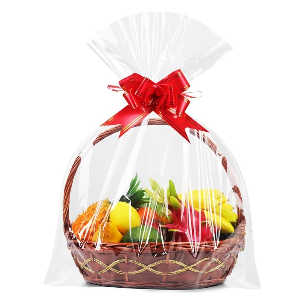 Cellophane Bags 50-Pack Large 18x30 Inch Transparent Gift Basket Wrap Bags ¨C Clear Cellophane Wrapping for Christmas, Holidays & Gift Packaging