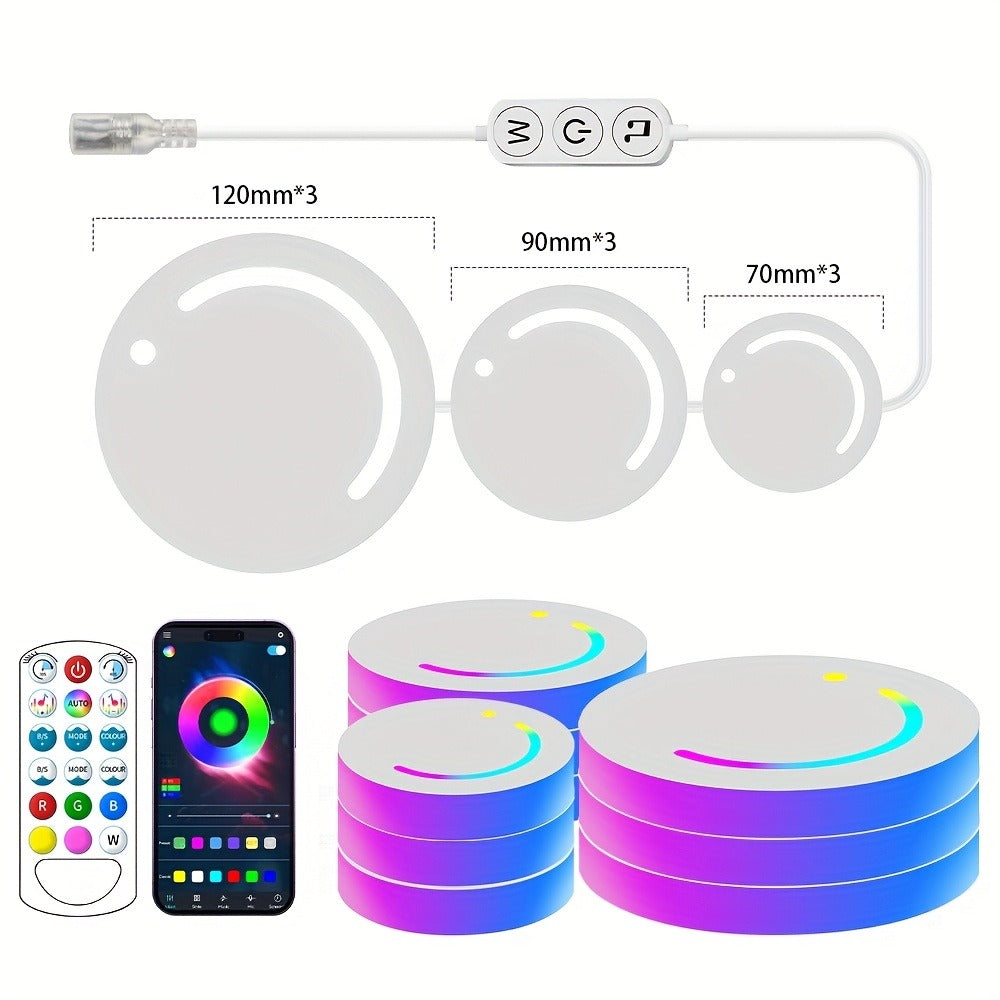 LED Atmosphere Lights Set of 9, Smart RGB App Control with Music Sync & Unit Jump Dimming, Romantic Ambient Lighting for Living Room, Banquet Hall, Family Gathering, Easter, Mother's Day & Christmas Gift