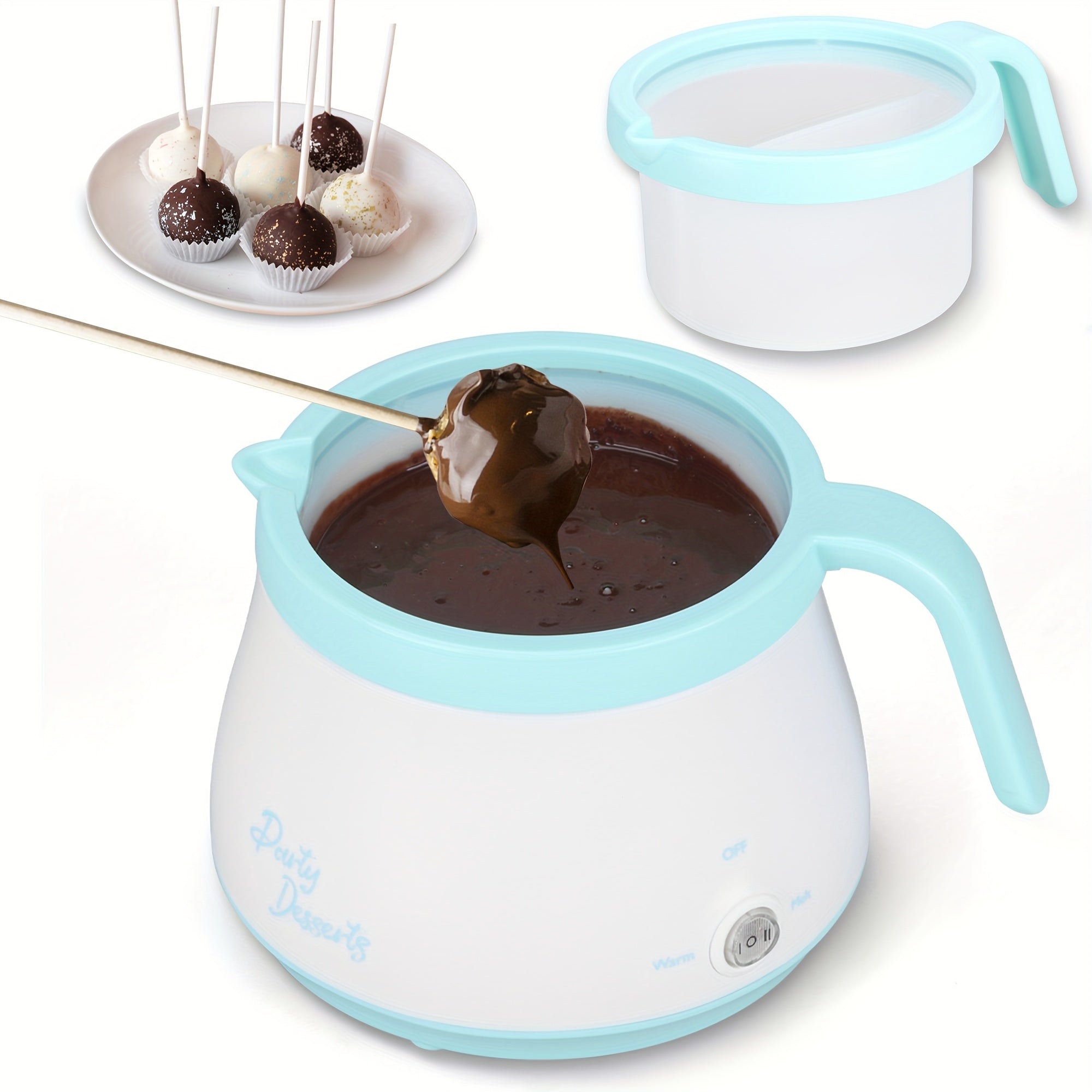 Electric Fondue Pot Chocolate Melting Pot with 2 Pots for Candy & Chocolate - 2.5 Cup Capacity, Non-Stick Dual Melting Pots for Cake Pops, Cookies, Cakes & Dipping, Easy to Use & Clean, Perfect Gift