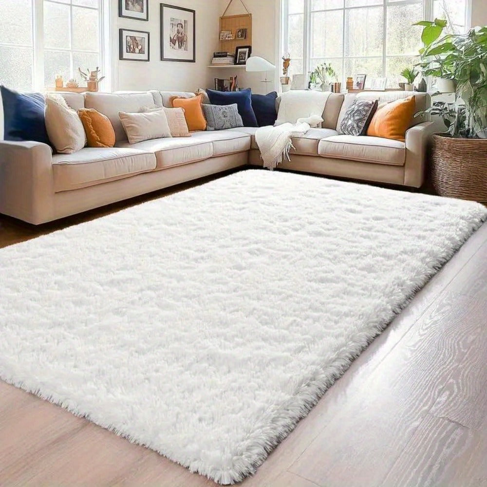 Fluffy Area Rug White Soft High Pile Washable Non-Slip | Plush Shaggy Carpet for Living Room Bedroom Dorm | Large Rectangle Indoor Rug 5x8 6x9 8x10 ft | Holiday Home Decor Gift