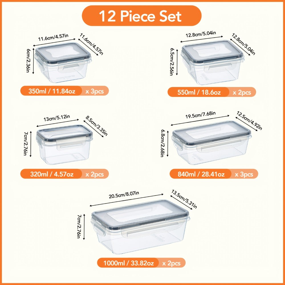 Food Storage Containers with Lids - Airtight Plastic Container Set for Kitchen Pantry Organization, Easy-Lock Leak-Proof Design, BPA-Free Meal Prep Containers with Labels and Markers, Available in 12, 24 or 48 Piece Sets for Pantry, Travel and Outdoor Use