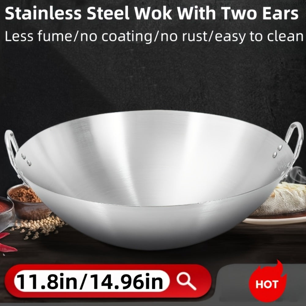 Stainless Steel Wok & Frying Pan ¨C Non-Stick Cooking Surface, Ergonomic Handle, Compatible with Gas, Induction & Electric Stovetops, Extra Thick & Deep, Easy to Clean