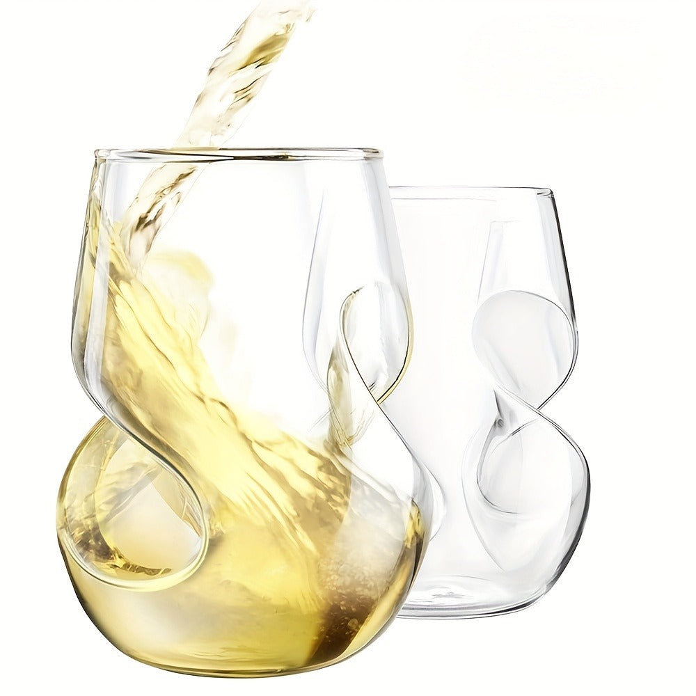 Borosilicate Drinking Glasses Set of 2 ¨C 16 Oz Elegant Curved Glassware for Wine, Iced Coffee, Mojitos, Juice & Whiskey ¨C Perfect for Parties, Weddings, Picnics & Gatherings